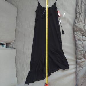 NWT Black sheer asymmetrical, maxi dress black.